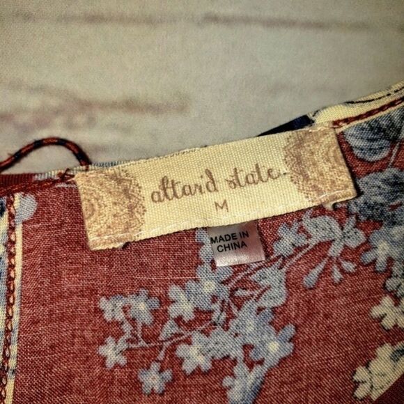Boho Red Floral Gypsy Blouse Top Med Altered State - Picture 6 of 11
